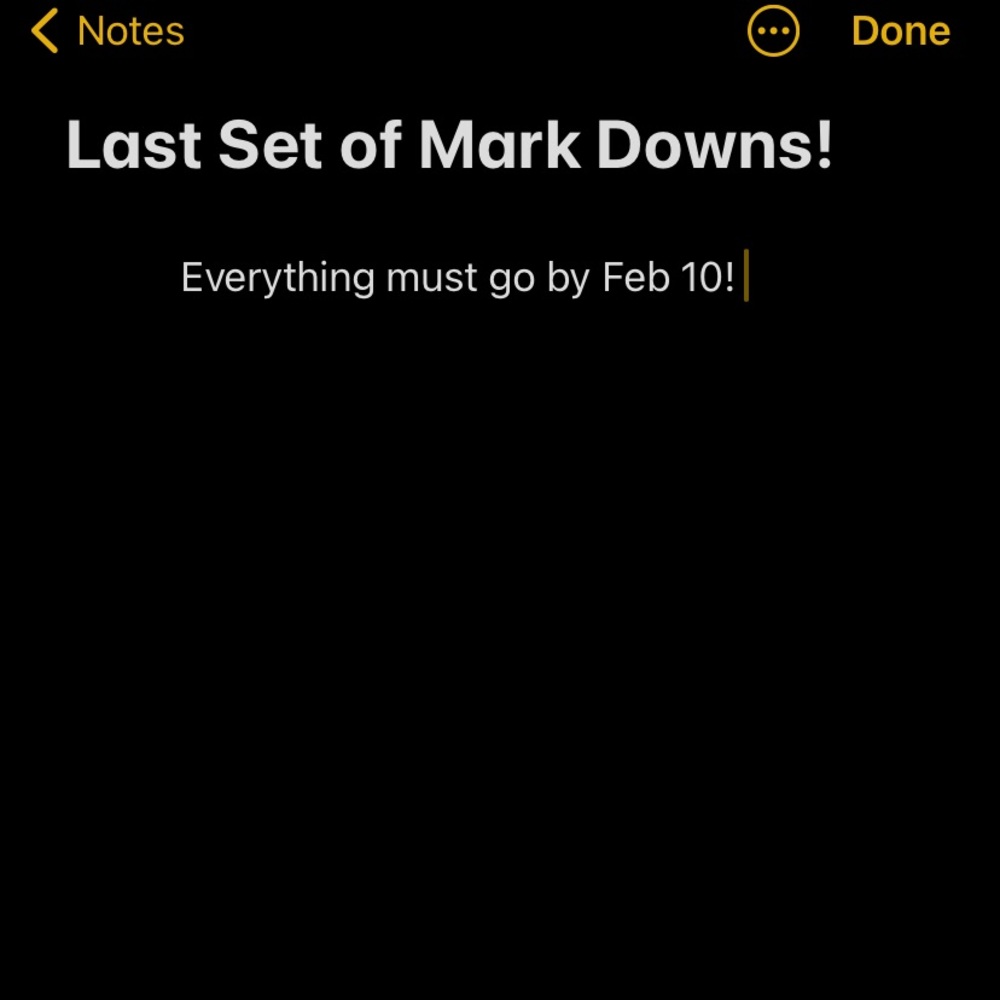 LAST Markdowns on ALL items!